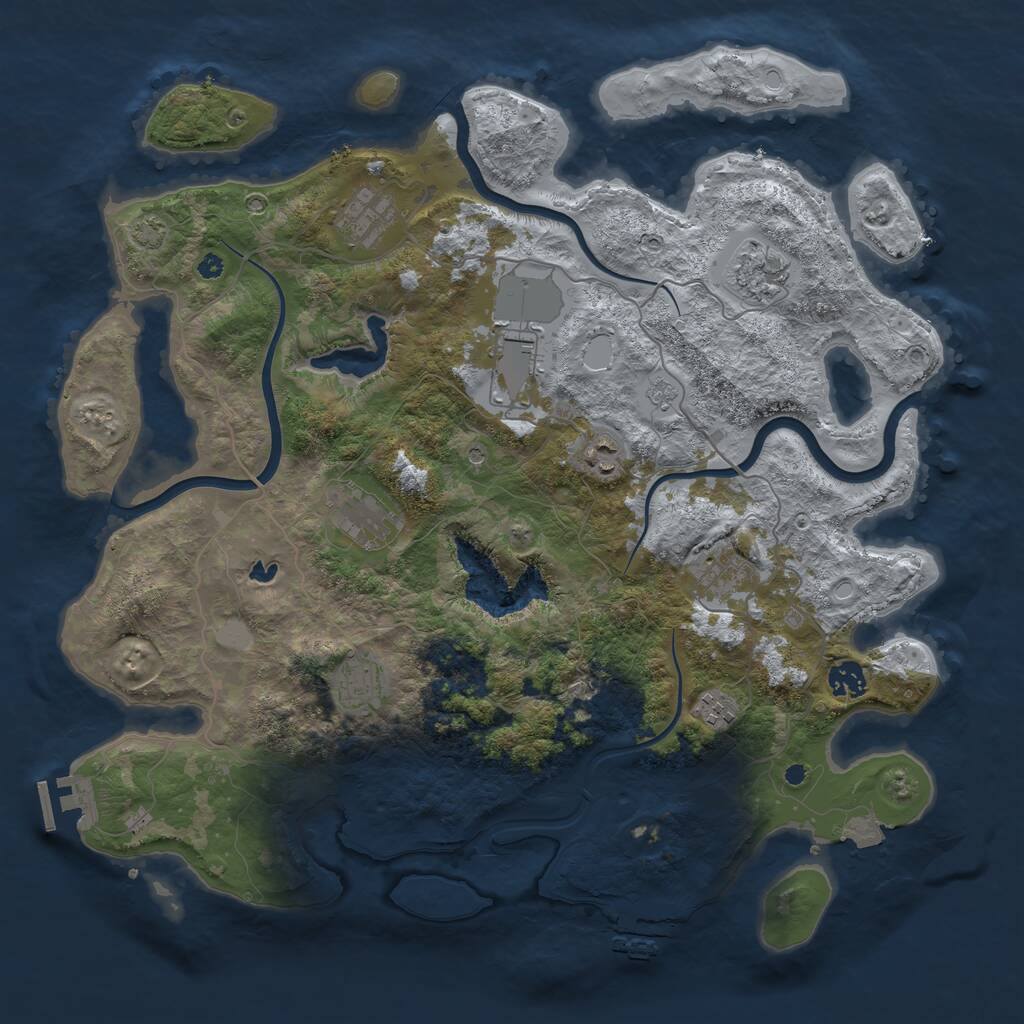 Rust Map: Procedural Map, Size: 4085, Seed: 1234567890, 15 Monuments