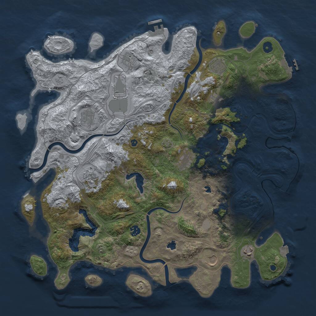 Rust Map: Procedural Map, Size: 4500, Seed: 60439737, 17 Monuments