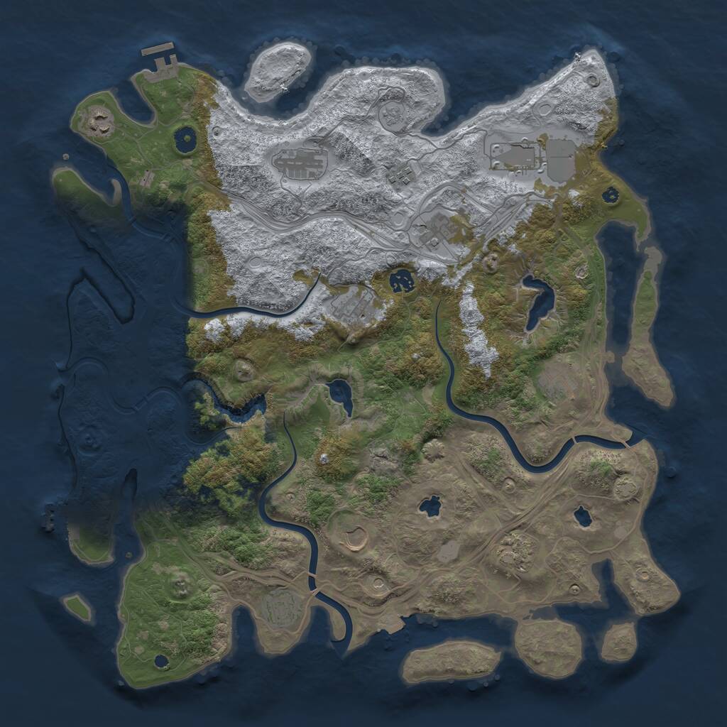 Rust Map: Procedural Map, Size: 4500, Seed: 3101996, 17 Monuments