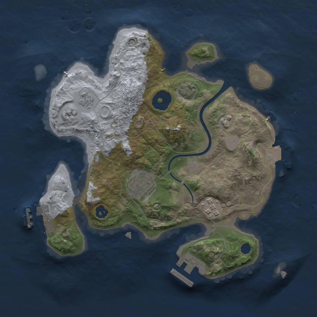 Rust Map: Procedural Map, Size: 2500, Seed: 452884340, 7 Monuments
