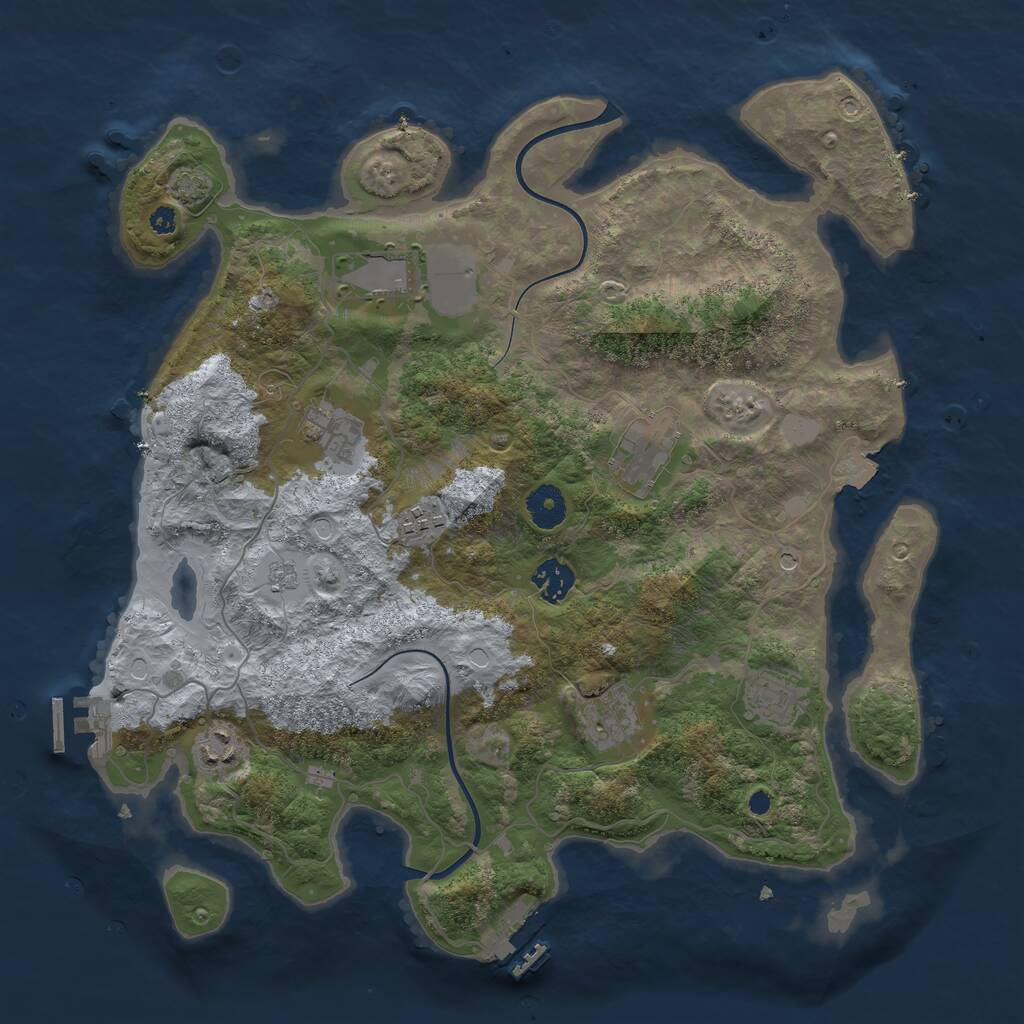 Rust Map: Procedural Map, Size: 3750, Seed: 1098015659, 14 Monuments
