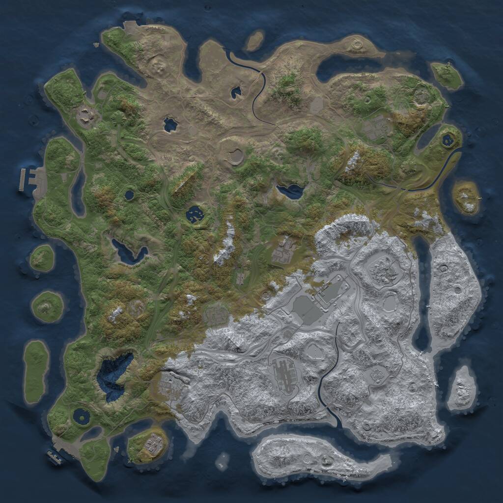 Rust Map: Procedural Map, Size: 4500, Seed: 1394512394, 17 Monuments