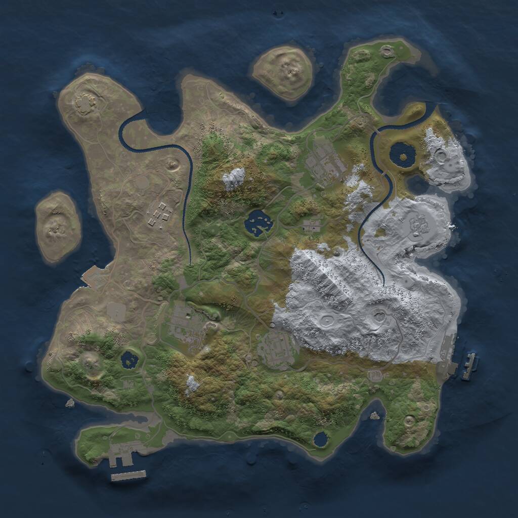 Rust Map: Procedural Map, Size: 3000, Seed: 5614, 11 Monuments