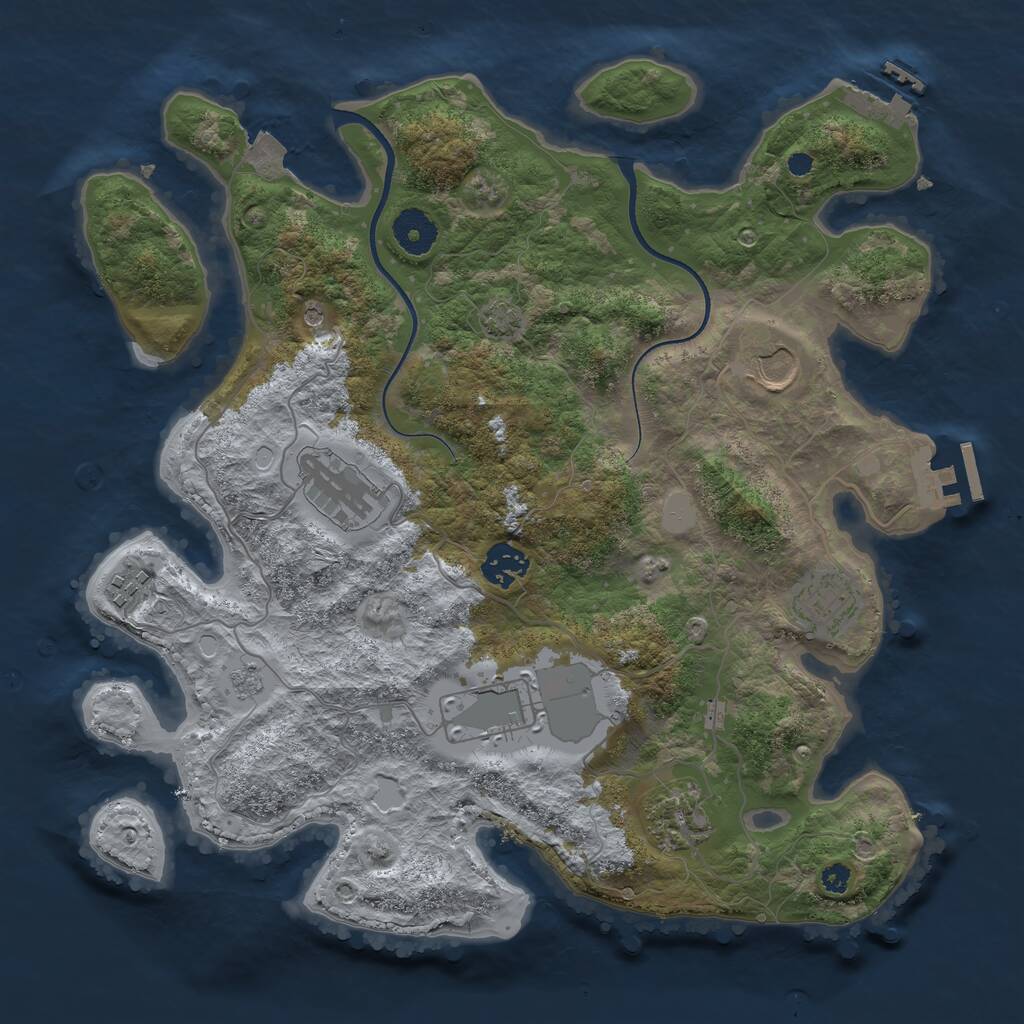 Rust Map: Procedural Map, Size: 3500, Seed: 615753381, 13 Monuments