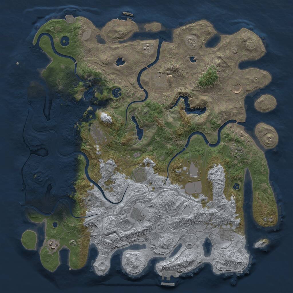 Rust Map: Procedural Map, Size: 4500, Seed: 2085024607, 17 Monuments