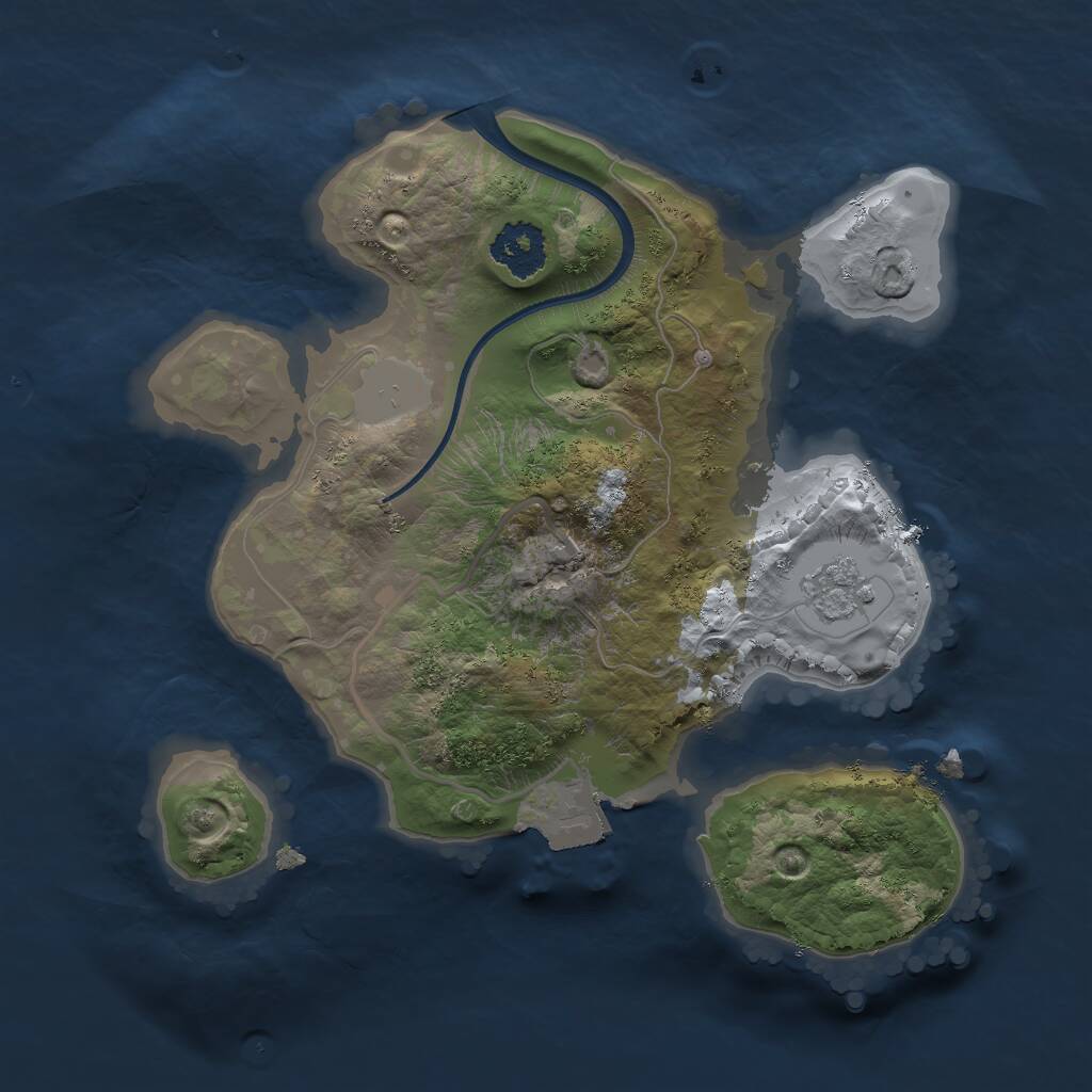 Rust Map: Procedural Map, Size: 2000, Seed: 1218489574, 2 Monuments