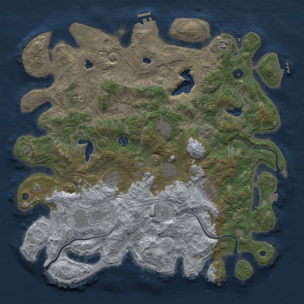 Rust Map: Procedural Map, Size: 4500, Seed: 43858, 16 Monuments