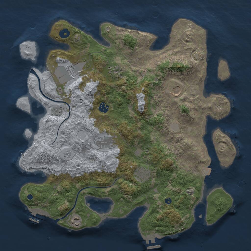 Rust Map: Procedural Map, Size: 3750, Seed: 1450751833, 14 Monuments