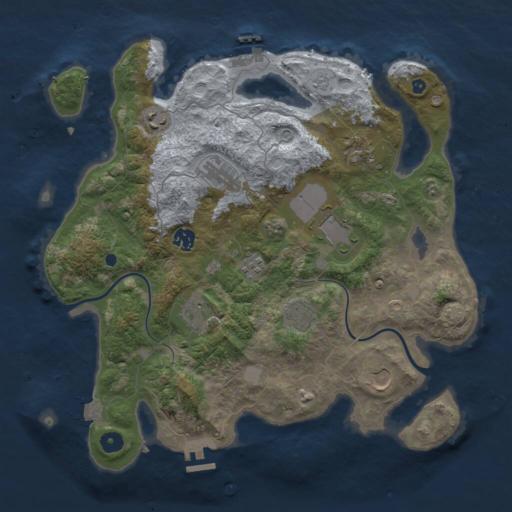 Rust Map: Procedural Map, Size: 3500, Seed: 1801864782, 15 Monuments