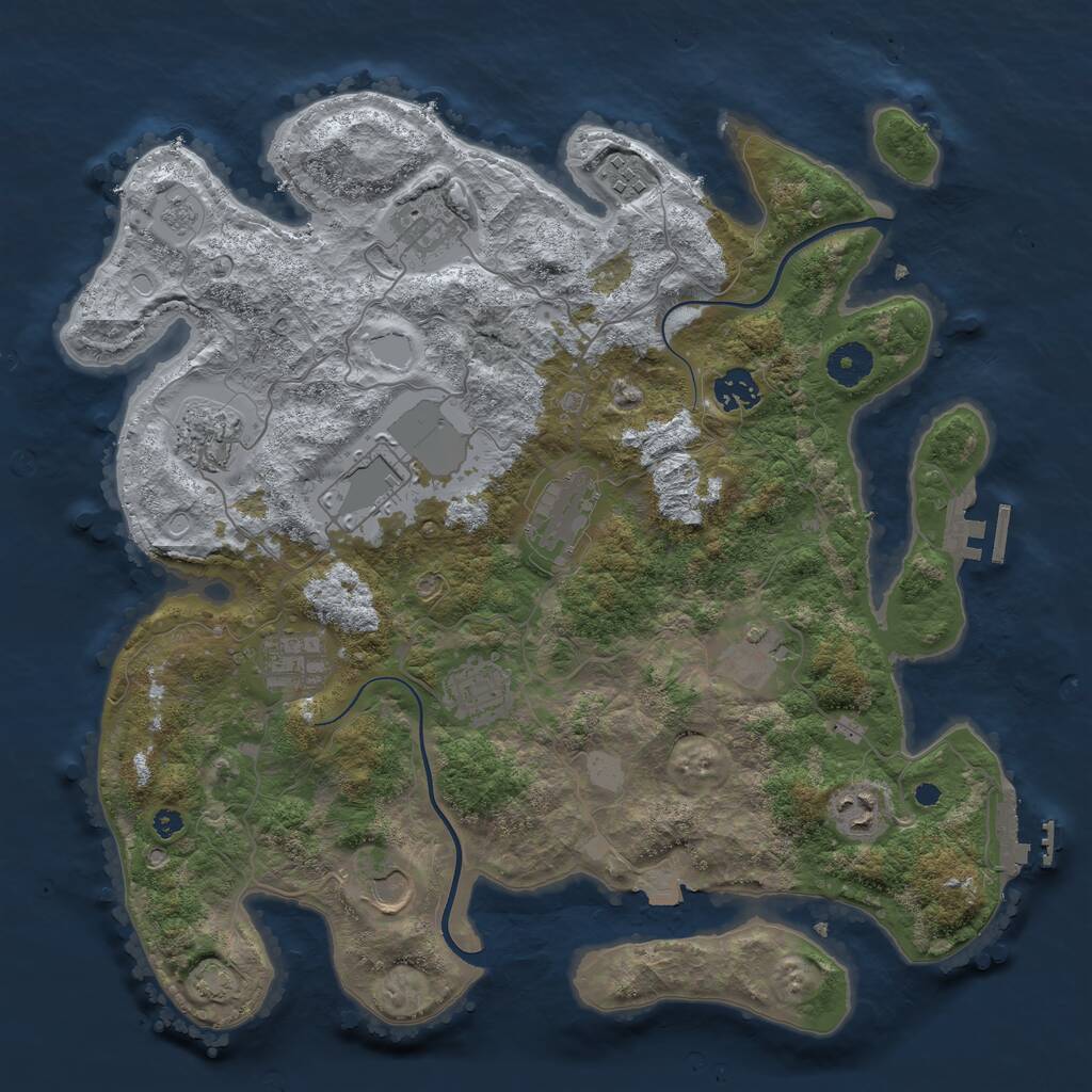 Rust Map: Procedural Map, Size: 3750, Seed: 1749945139, 16 Monuments