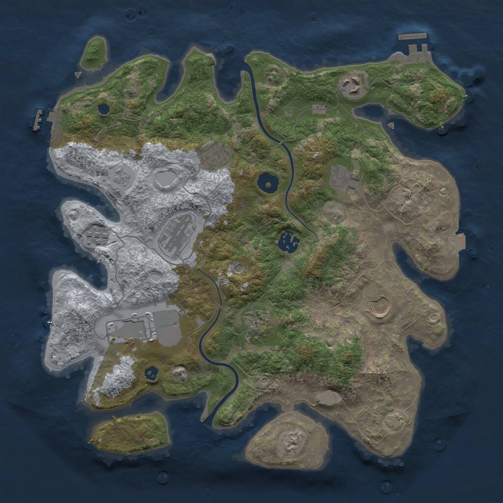 Rust Map: Procedural Map, Size: 3600, Seed: 768547405, 15 Monuments