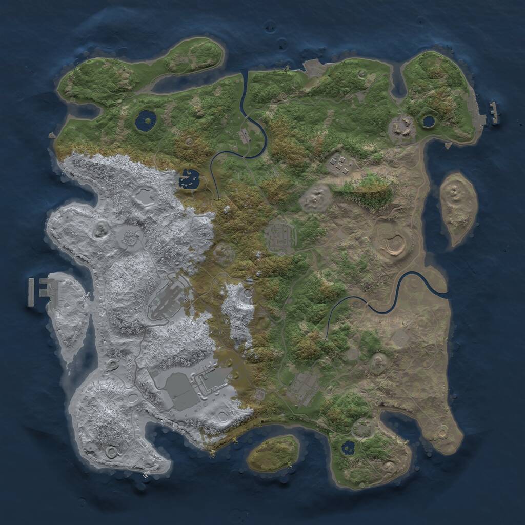 Rust Map: Procedural Map, Size: 3750, Seed: 35274, 14 Monuments