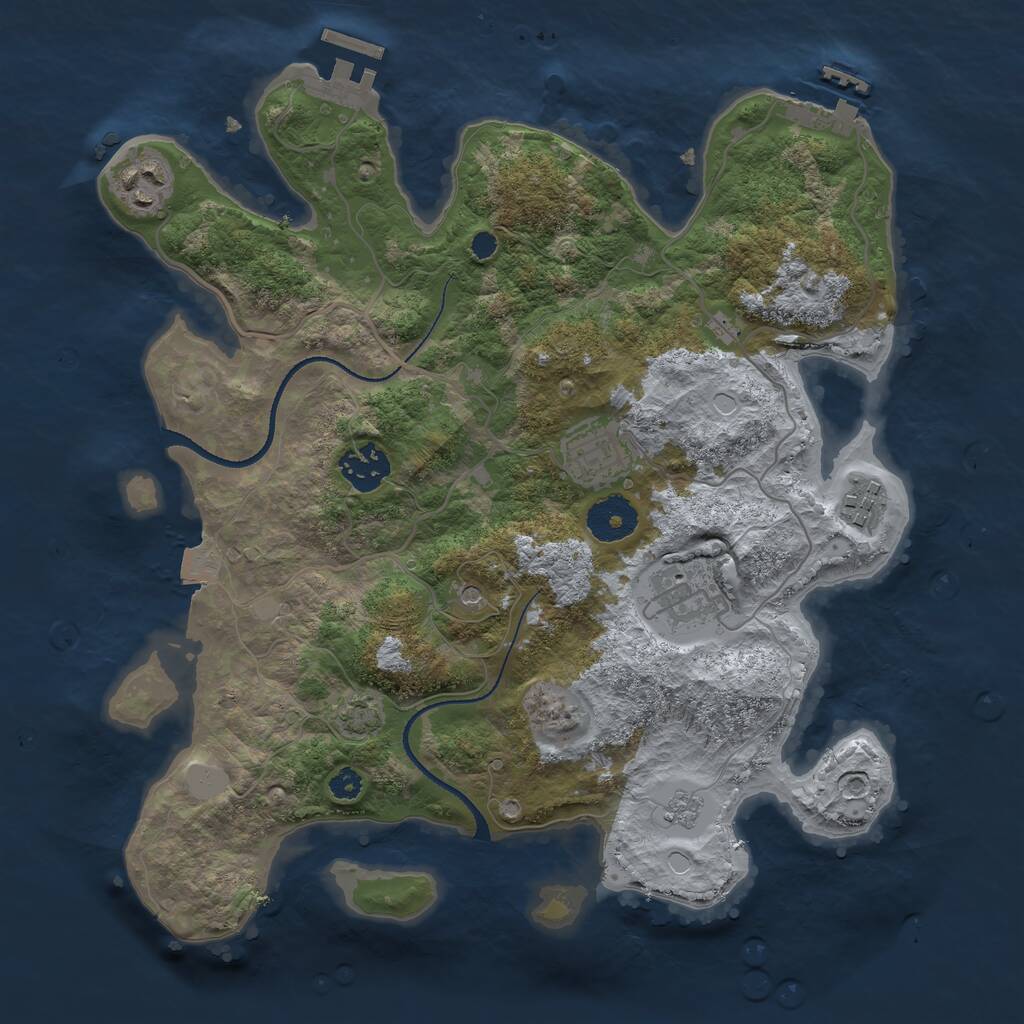 Rust Map: Procedural Map, Size: 3250, Seed: 1713558102, 11 Monuments