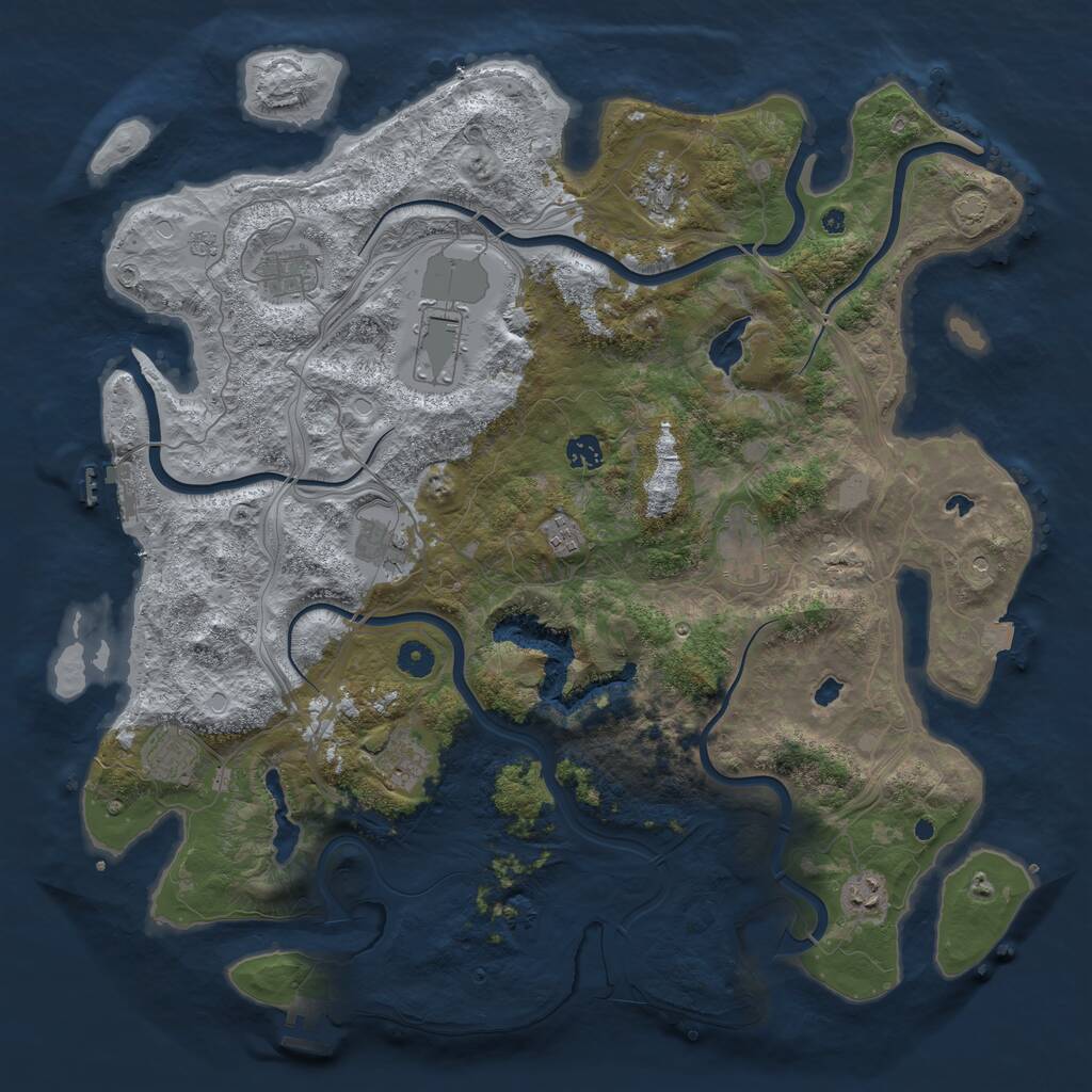 Rust Map: Procedural Map, Size: 4500, Seed: 353710286, 16 Monuments