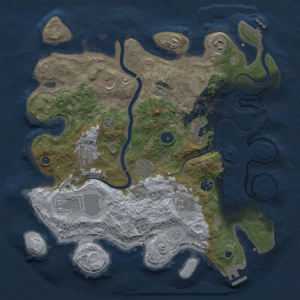 Rust Map: Procedural Map, Size: 3750, Seed: 536258244, 15 Monuments