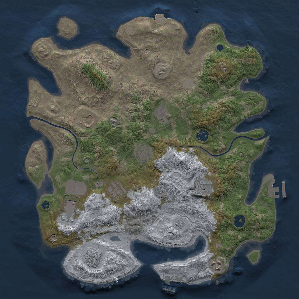 Rust Map: Procedural Map, Size: 3750, Seed: 133755813, 16 Monuments