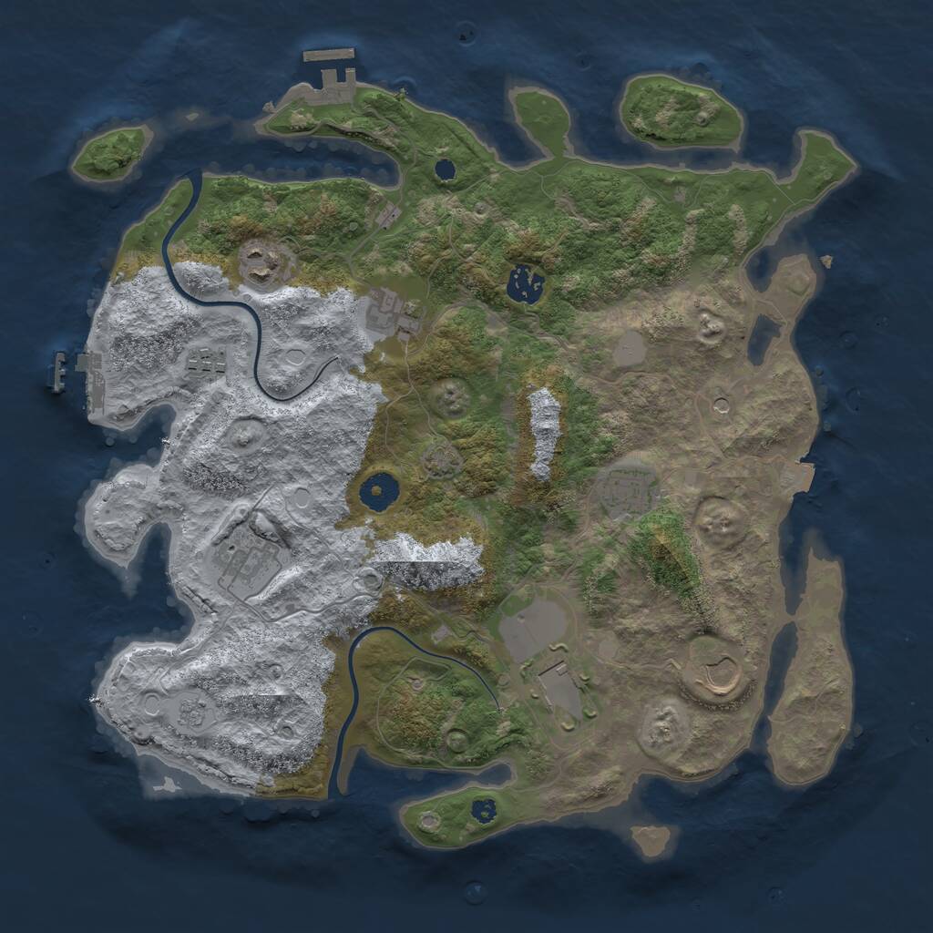 Rust Map: Procedural Map, Size: 3700, Seed: 671103221, 14 Monuments