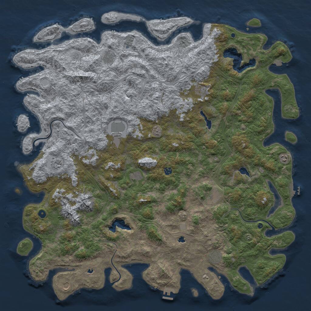 Rust Map: Procedural Map, Size: 6000, Seed: 7701227, 17 Monuments