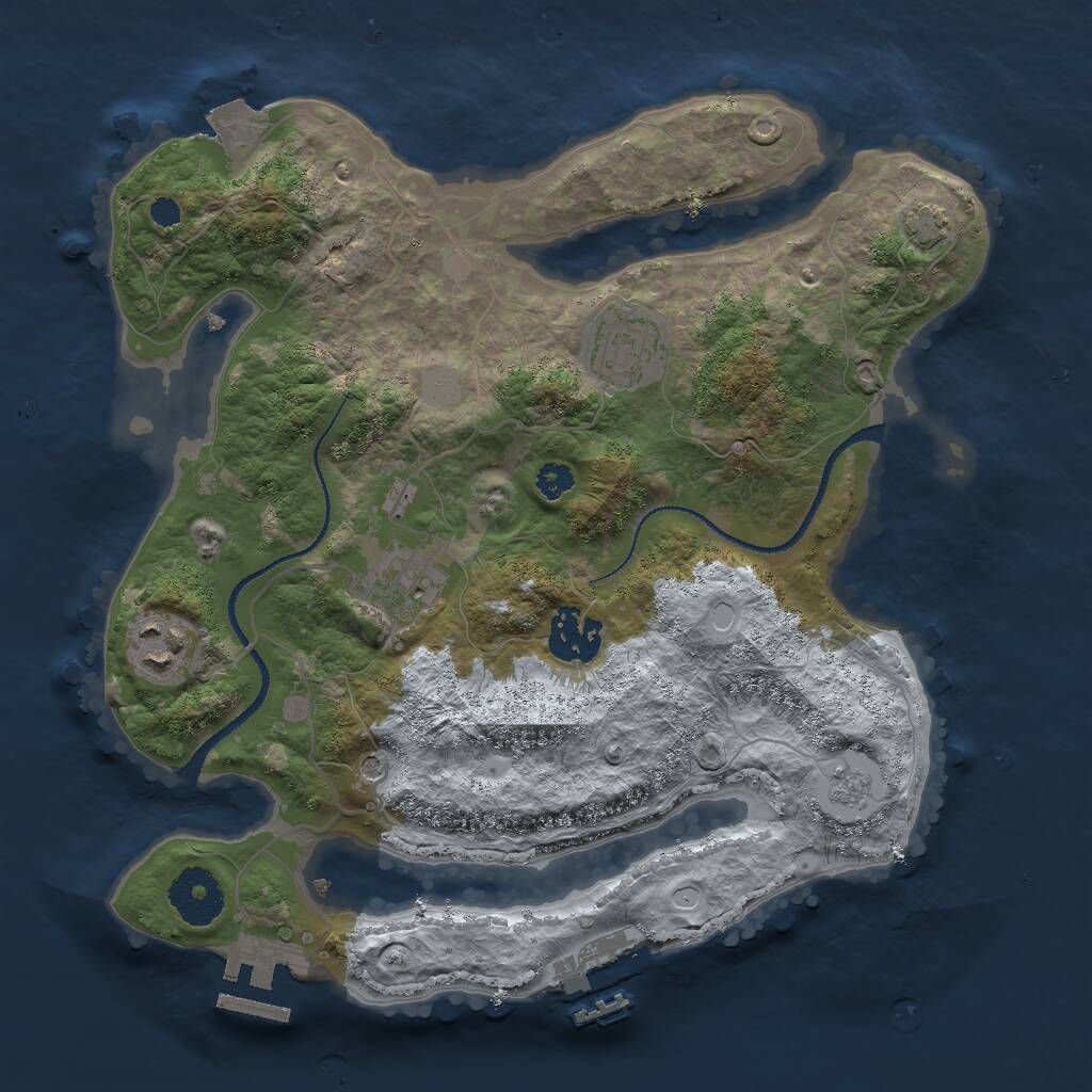 Rust Map: Procedural Map, Size: 3000, Seed: 1037692523, 10 Monuments