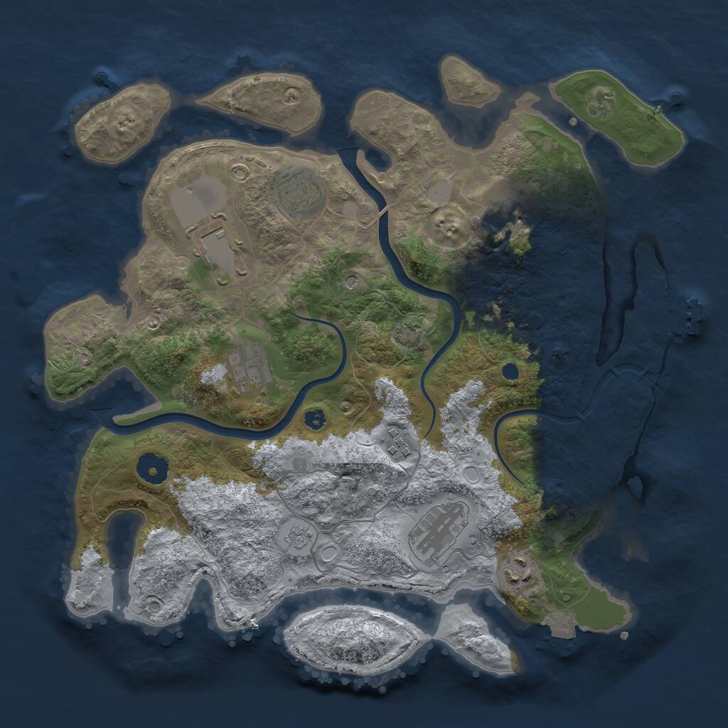 Rust Map: Procedural Map, Size: 3500, Seed: 1366, 12 Monuments