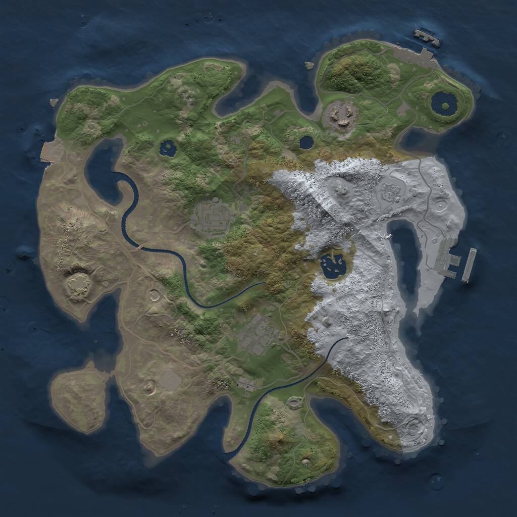 Rust Map: Procedural Map, Size: 3000, Seed: 549150411, 10 Monuments