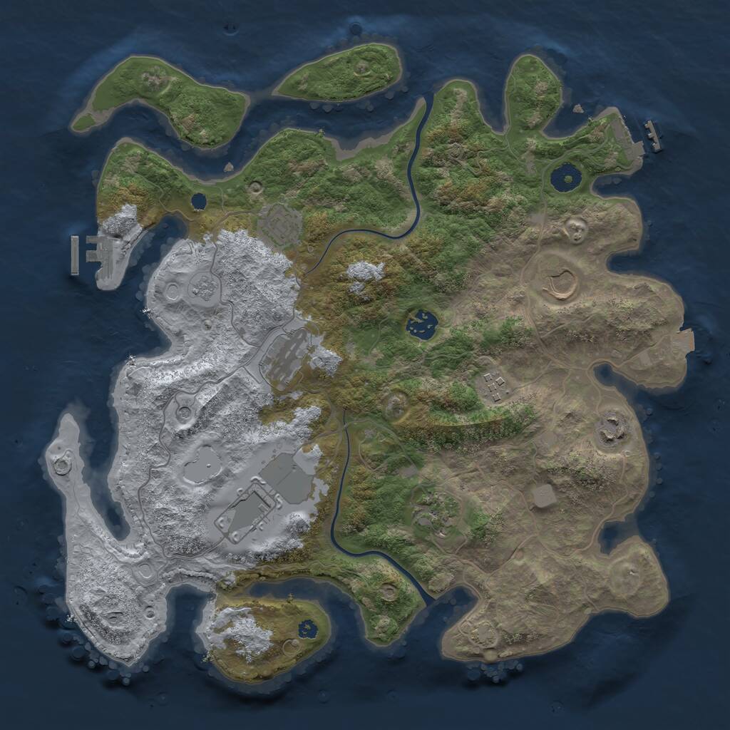 Rust Map: Procedural Map, Size: 3750, Seed: 305113729, 14 Monuments