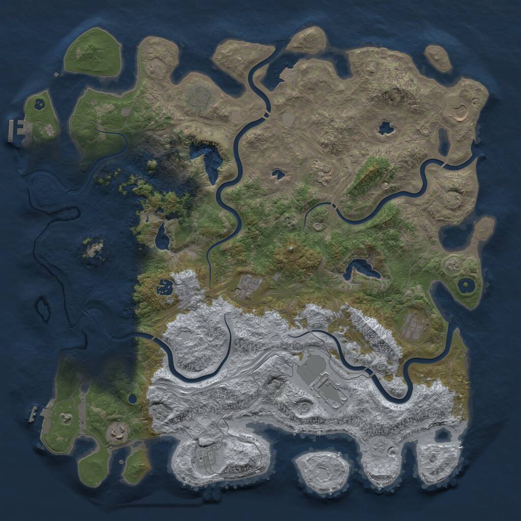 Rust Map: Procedural Map, Size: 4750, Seed: 120090369, 16 Monuments