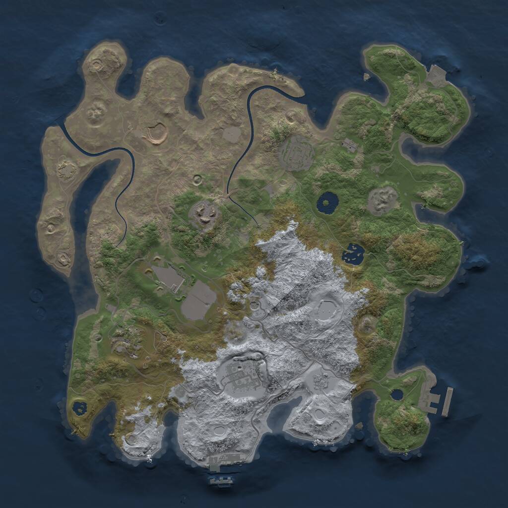 Rust Map: Procedural Map, Size: 3500, Seed: 1940843955, 13 Monuments