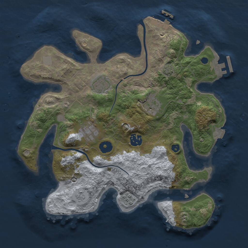 Rust Map: Procedural Map, Size: 3000, Seed: 3158, 10 Monuments