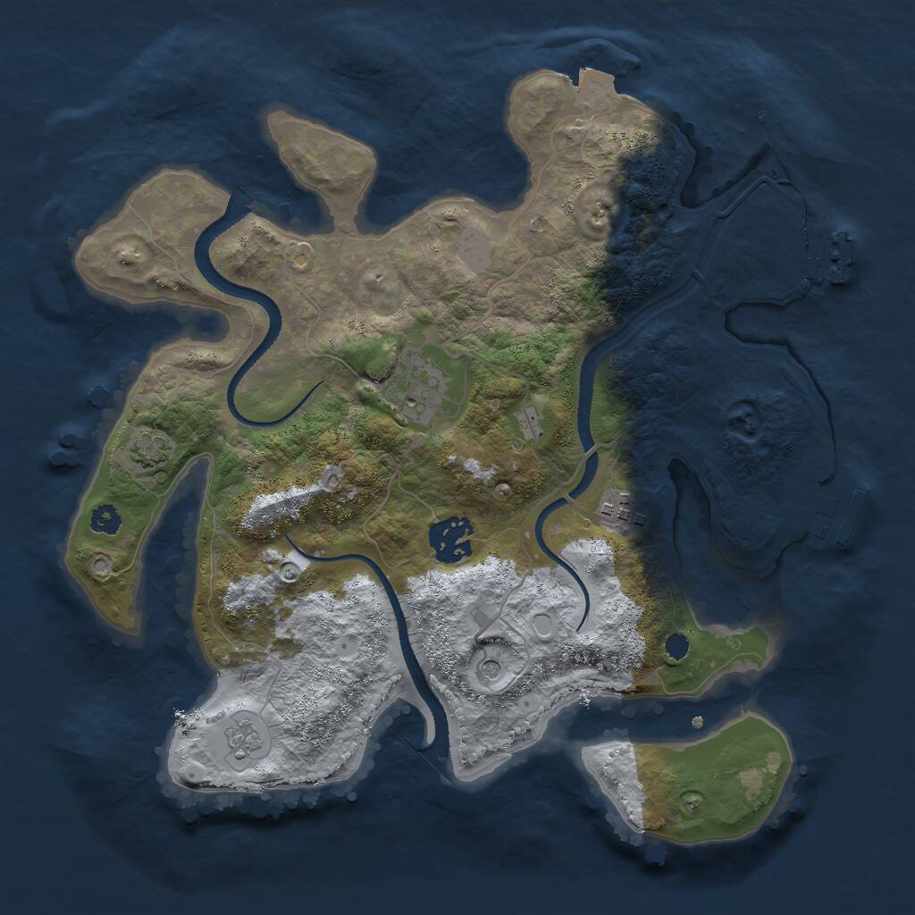 Rust Map: Procedural Map, Size: 3000, Seed: 3158, 9 Monuments