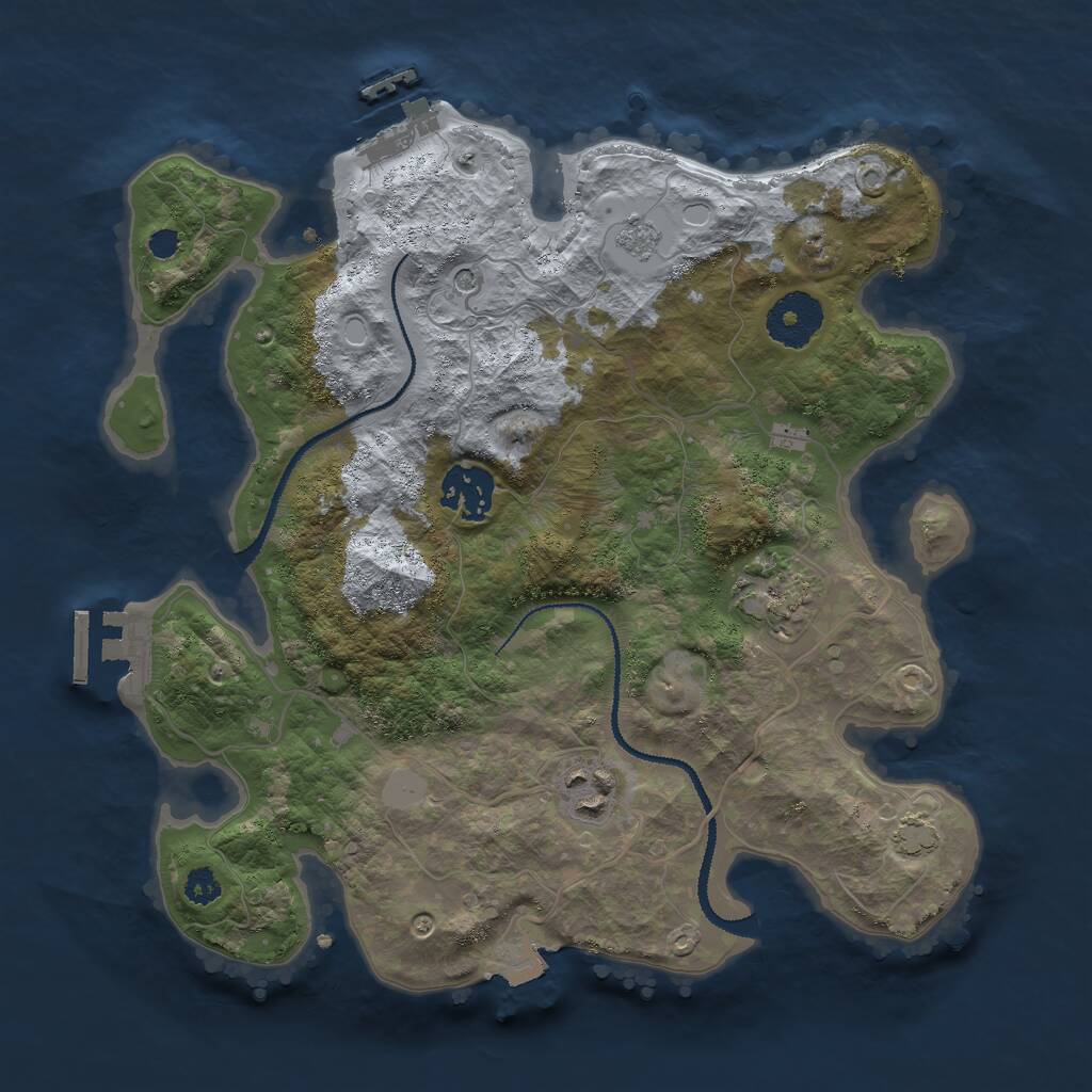 Rust Map: Procedural Map, Size: 3000, Seed: 24615, 9 Monuments