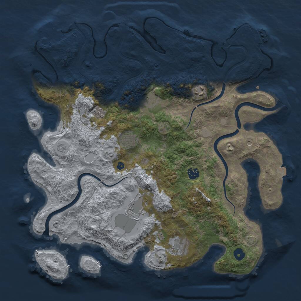 Rust Map: Procedural Map, Size: 3900, Seed: 31094234, 13 Monuments