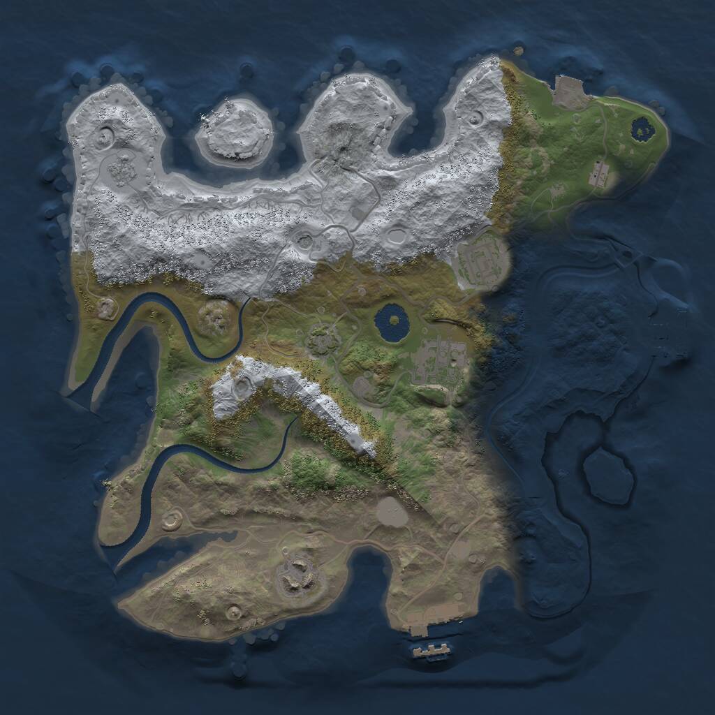 Rust Map: Procedural Map, Size: 3000, Seed: 1264006971, 9 Monuments