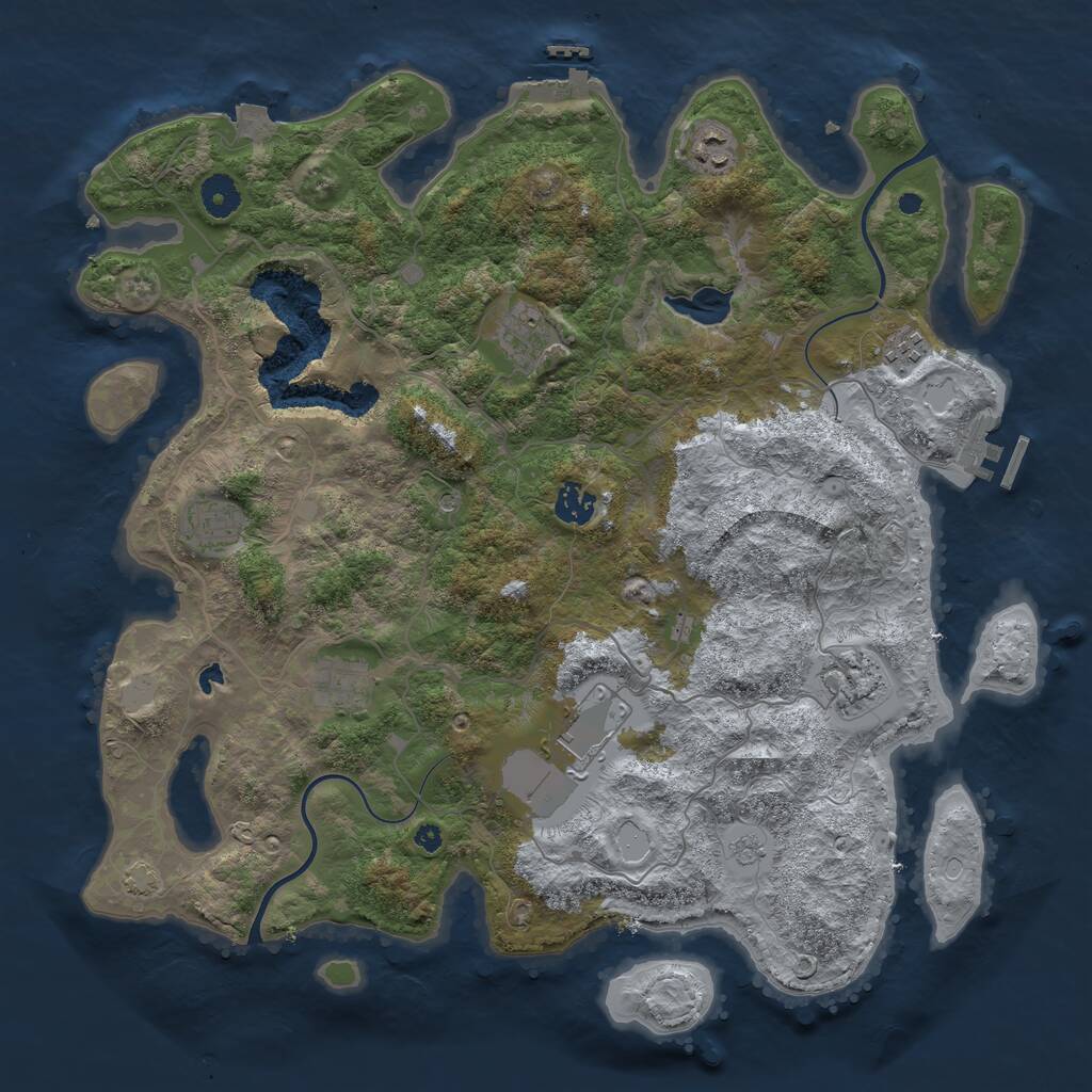 Rust Map: Procedural Map, Size: 4000, Seed: 216850, 14 Monuments