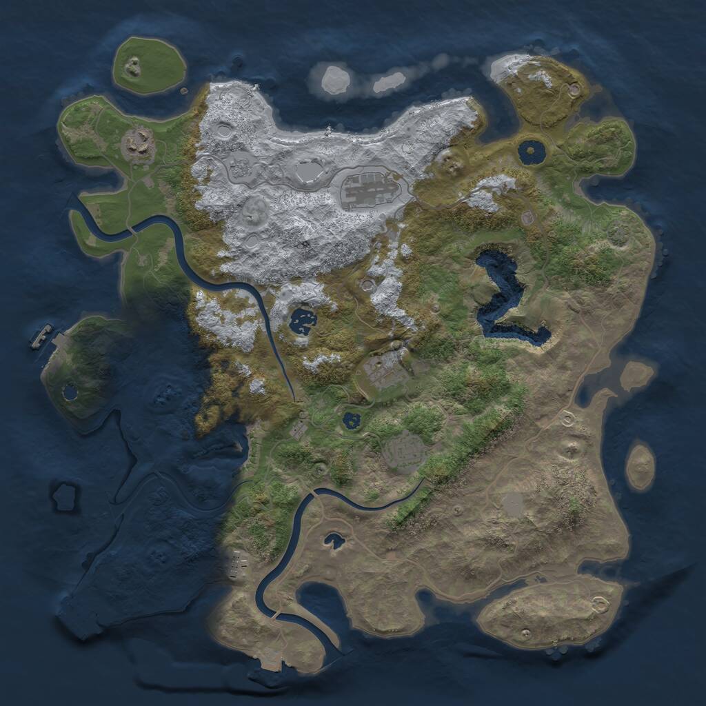 Rust Map: Procedural Map, Size: 4000, Seed: 5671, 12 Monuments