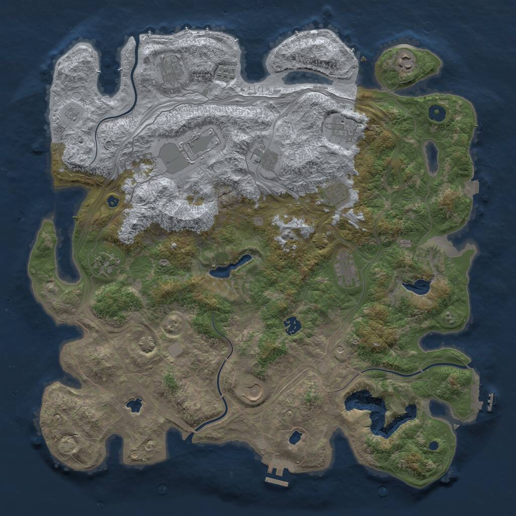 Rust Map: Procedural Map, Size: 4500, Seed: 148501278, 17 Monuments