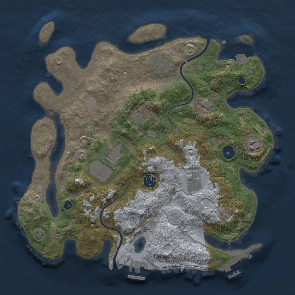 Rust Map: Procedural Map, Size: 3500, Seed: 1619869886, 12 Monuments