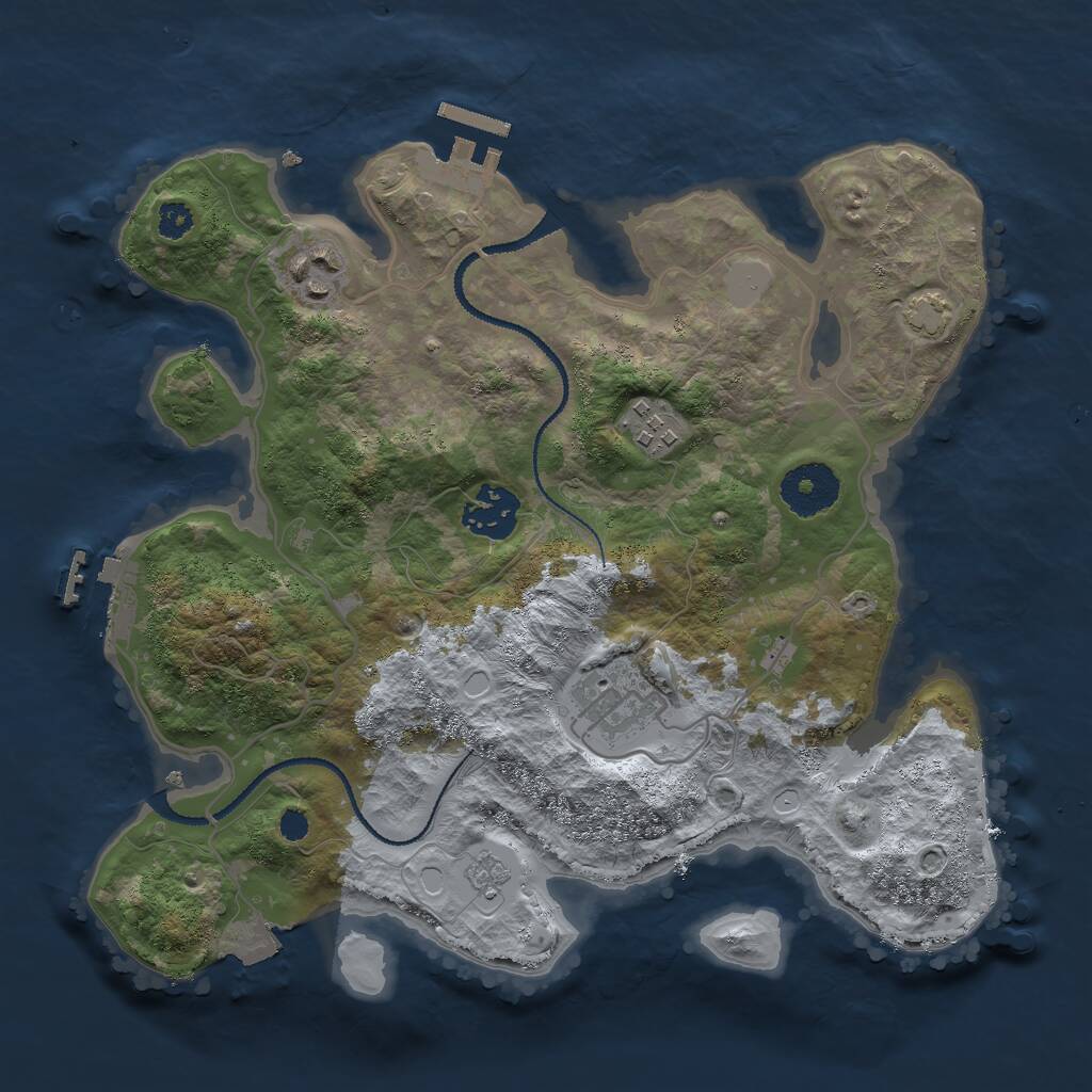 Rust Map: Procedural Map, Size: 3000, Seed: 1950015018, 9 Monuments
