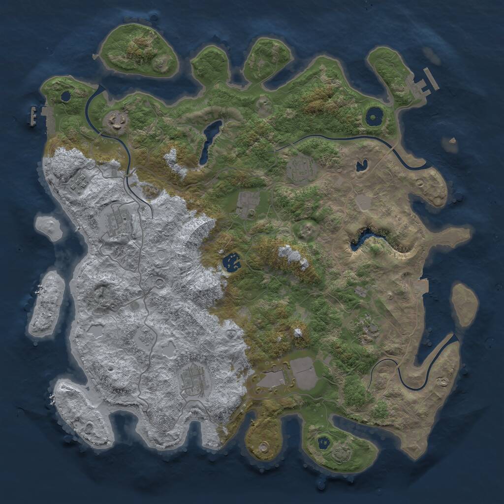 Rust Map: Procedural Map, Size: 4096, Seed: 25412423, 15 Monuments