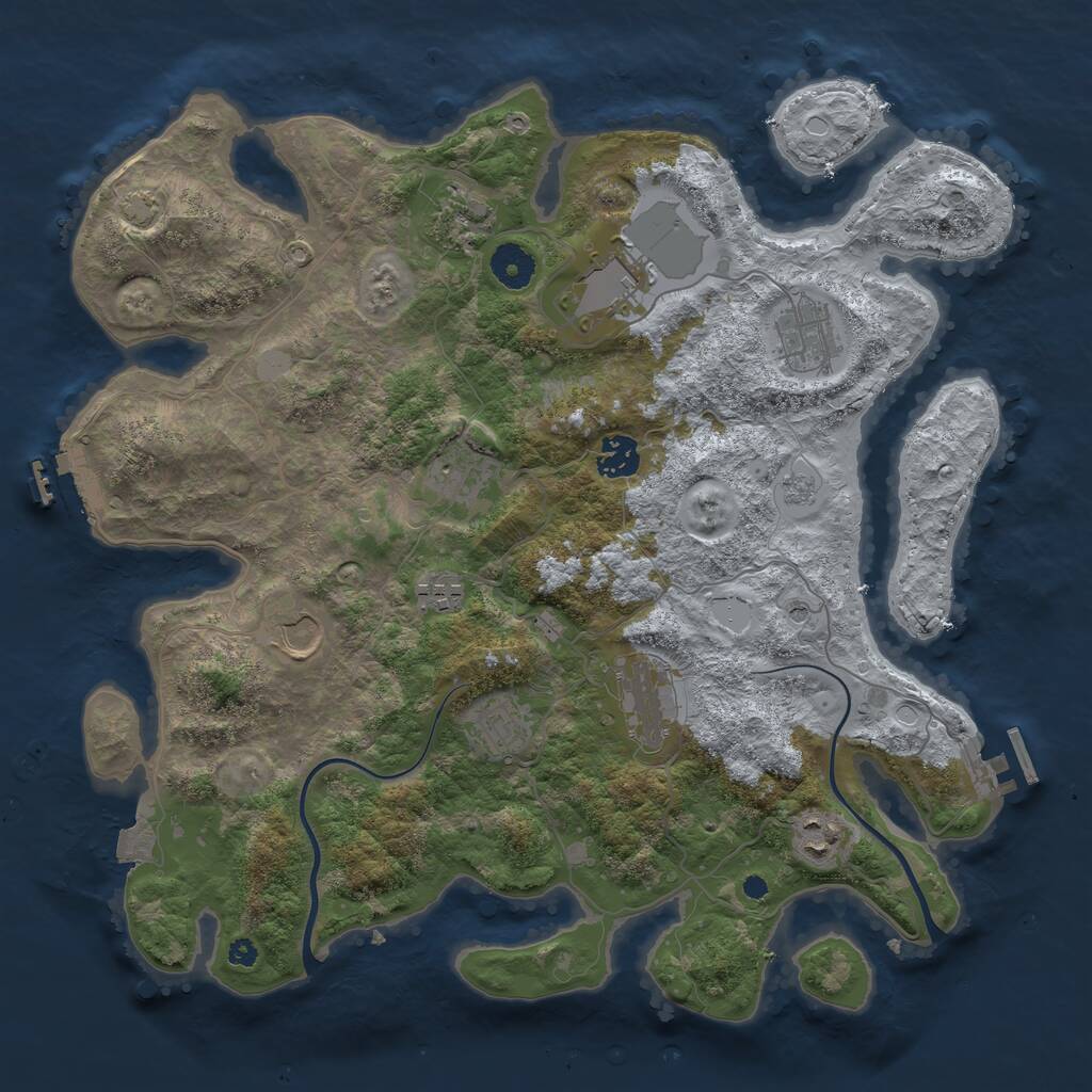 Rust Map: Procedural Map, Size: 3750, Seed: 881426525, 16 Monuments