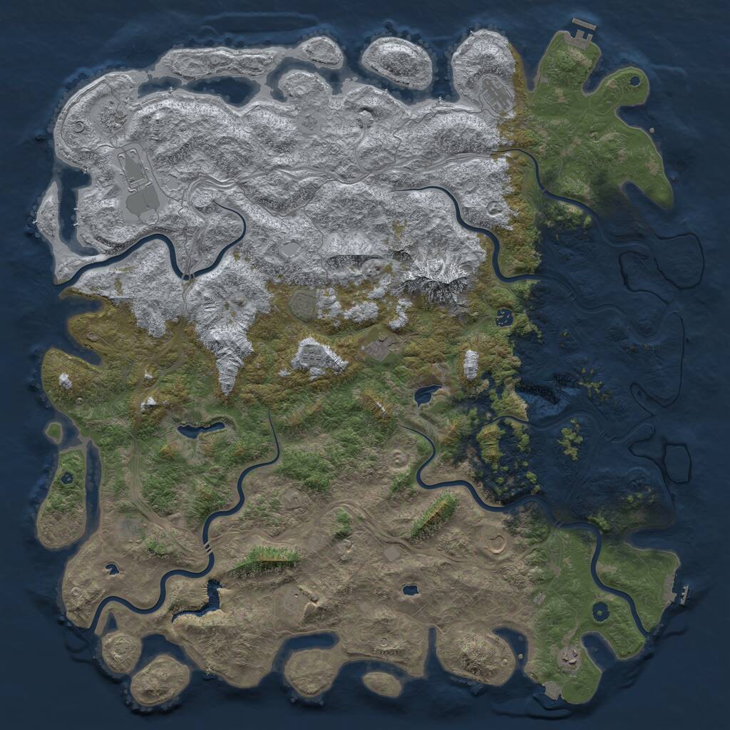Rust Map: Procedural Map, Size: 6000, Seed: 1227, 17 Monuments