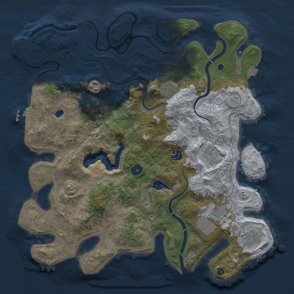 Rust Map: Procedural Map, Size: 4000, Seed: 891238, 13 Monuments