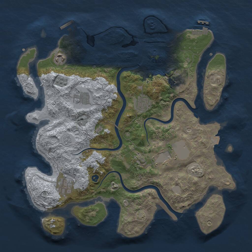Rust Map: Procedural Map, Size: 3500, Seed: 84354, 14 Monuments