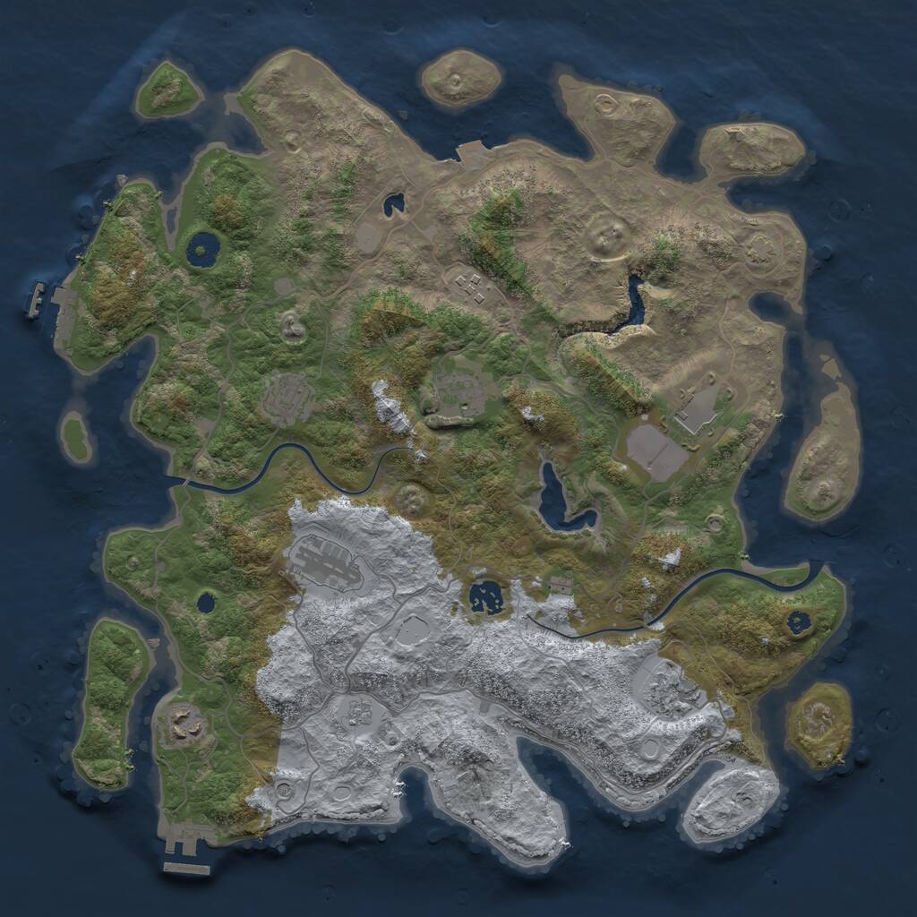 Rust Map: Procedural Map, Size: 4000, Seed: 825902374, 14 Monuments