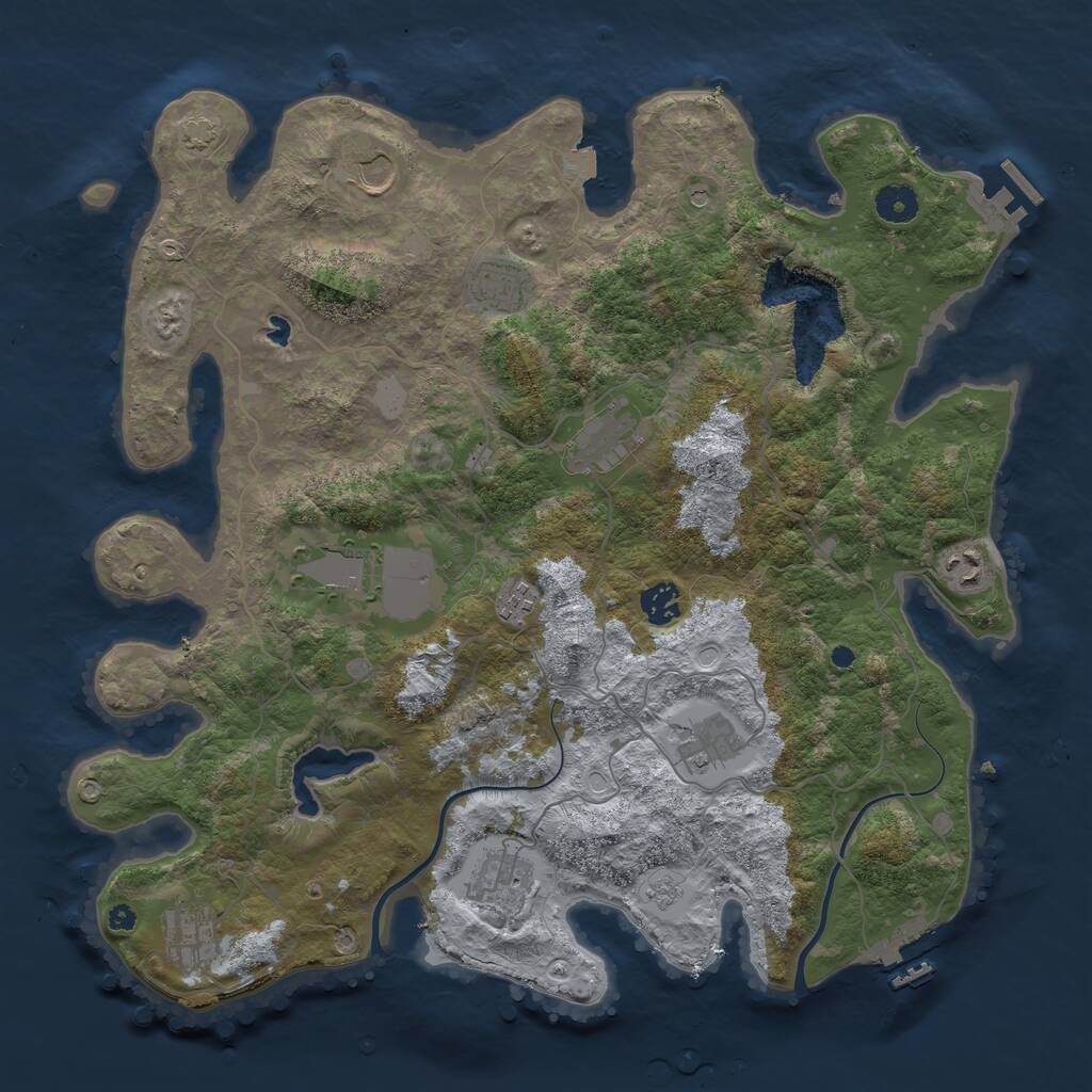 Rust Map: Procedural Map, Size: 4000, Seed: 873164234, 16 Monuments