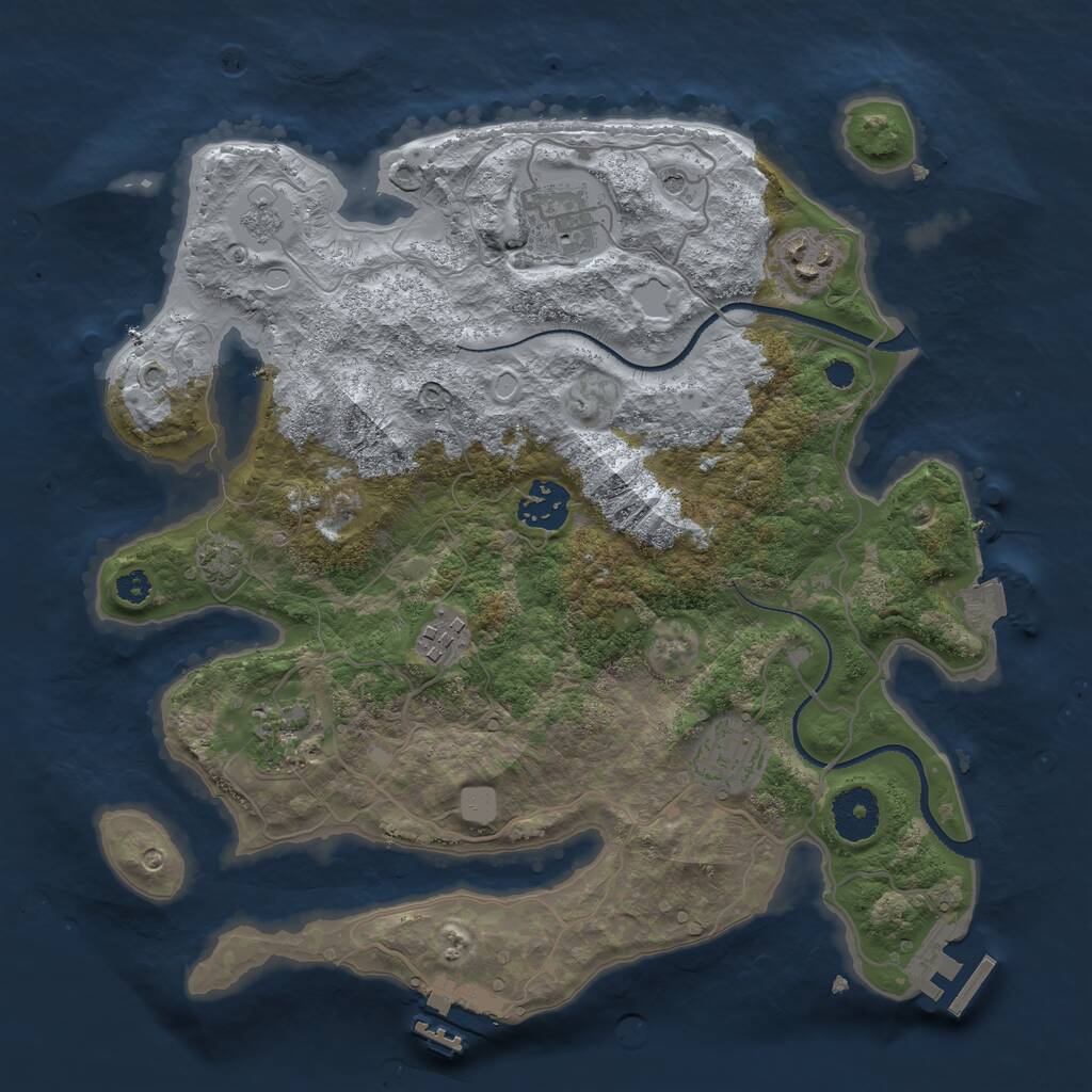 Rust Map: Procedural Map, Size: 3250, Seed: 22, 12 Monuments