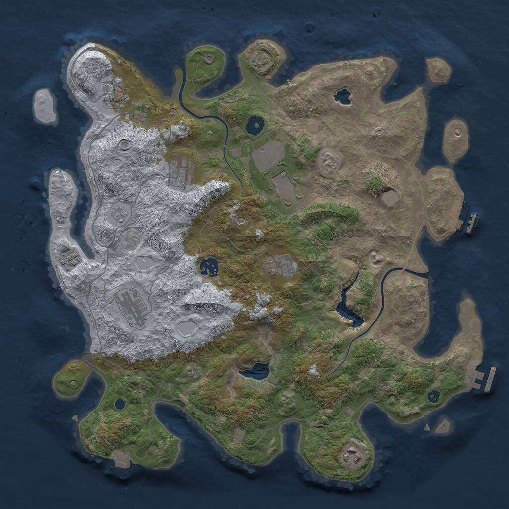 Rust Map: Procedural Map, Size: 4000, Seed: 1051553102, 14 Monuments