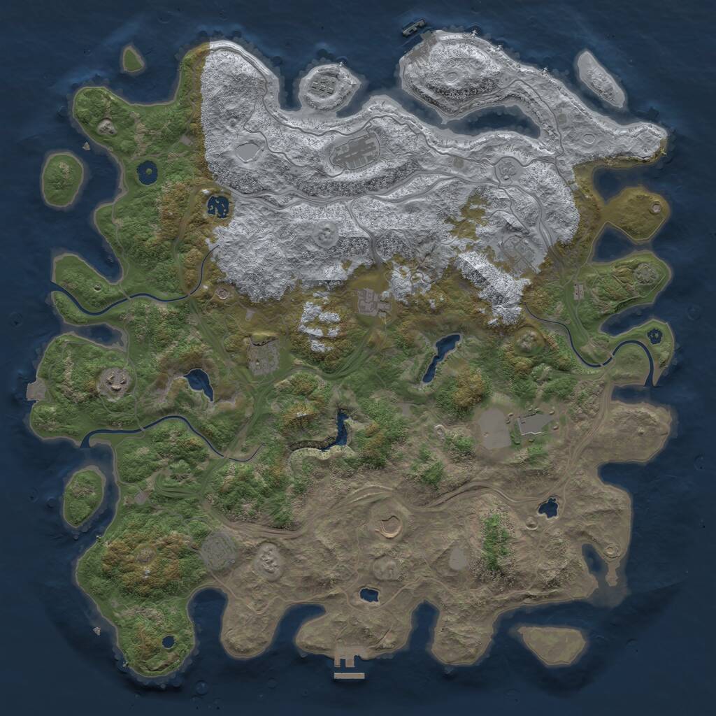 Rust Map: Procedural Map, Size: 4777, Seed: 1, 16 Monuments