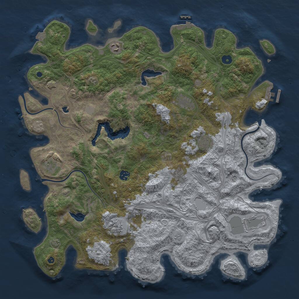 Rust Map: Procedural Map, Size: 4500, Seed: 1320499630, 15 Monuments