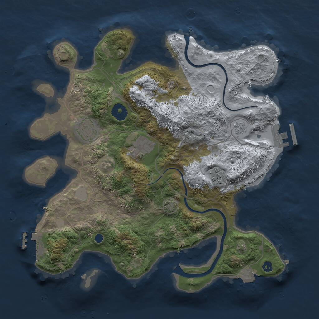 Rust Map: Procedural Map, Size: 3000, Seed: 12992, 8 Monuments